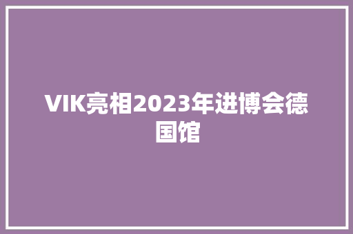 VIK亮相2023年进博会德国馆 VIK亮相2023年进博会德国馆 智能科技