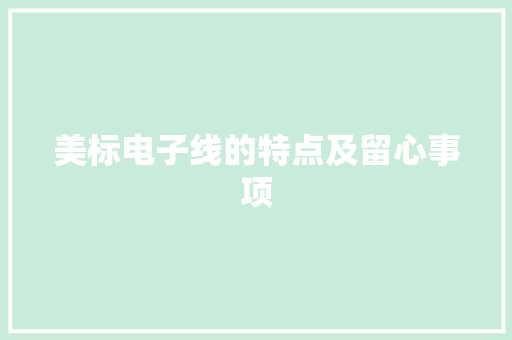 美标电子线的特点及留心事项