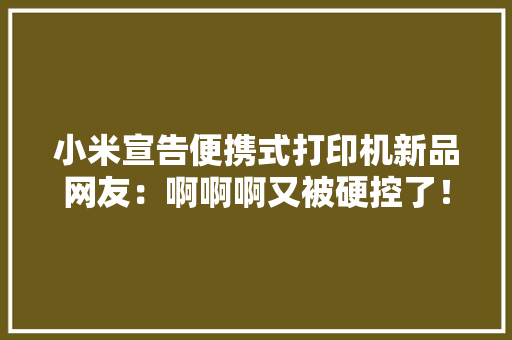 小米宣告便携式打印机新品网友：啊啊啊又被硬控了！