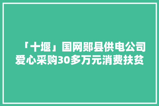 「十堰」国网郧县供电公司爱心采购30多万元消费扶贫产品 「十堰」国网郧县供电公司爱心采购30多万元消费扶贫产品 人工智能