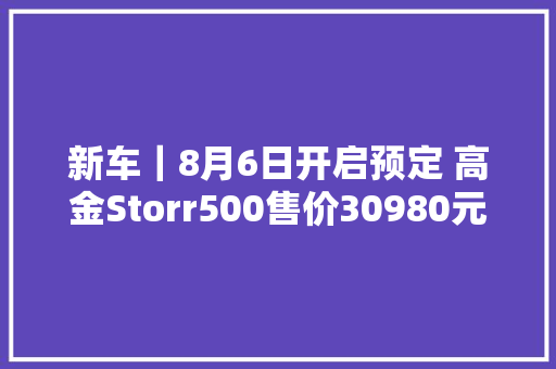 新车｜8月6日开启预定 高金Storr500售价30980元起 凯越525X同级 新车｜8月6日开启预定 高金Storr500售价30980元起 凯越525X同级 智能科技
