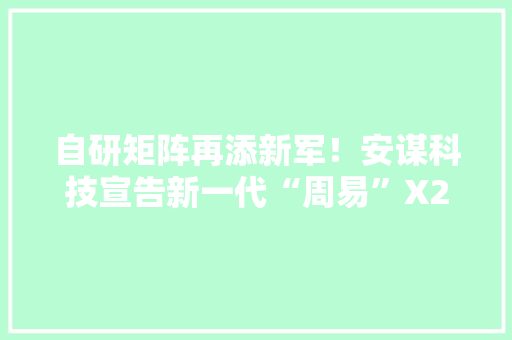 自研矩阵再添新军！安谋科技宣告新一代“周易”X2 NPU 自研矩阵再添新军！安谋科技宣告新一代“周易”X2 NPU 互联通信
