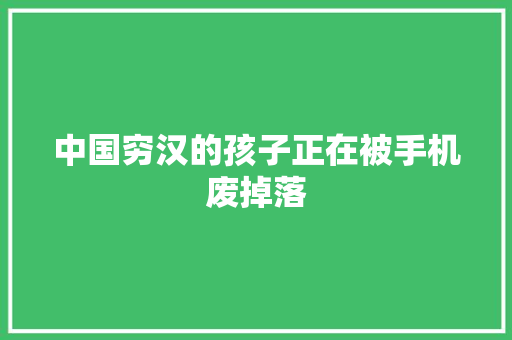 中国穷汉的孩子正在被手机废掉落