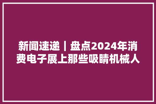 新闻速递｜盘点2024年消费电子展上那些吸睛机械人