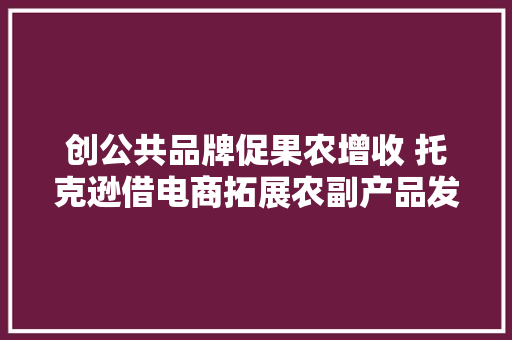 创公共品牌促果农增收 托克逊借电商拓展农副产品发卖渠道 创公共品牌促果农增收 托克逊借电商拓展农副产品发卖渠道 智能科技