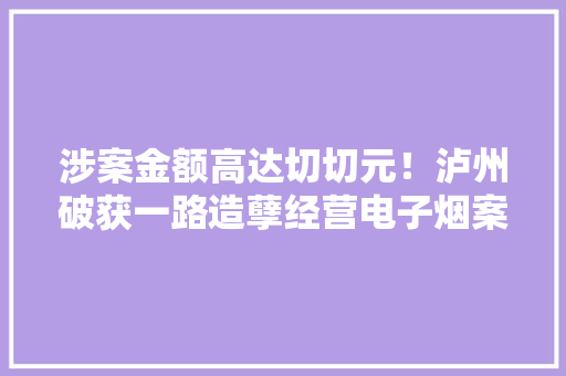 涉案金额高达切切元！泸州破获一路造孽经营电子烟案件 涉案金额高达切切元！泸州破获一路造孽经营电子烟案件 人工智能