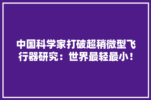 中国科学家打破超稍微型飞行器研究：世界最轻最小！ 中国科学家打破超稍微型飞行器研究：世界最轻最小！ 互联通信