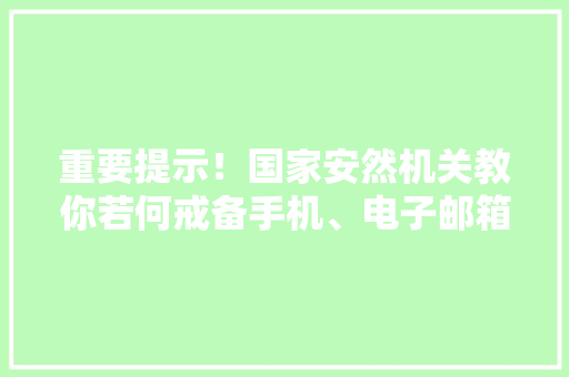 重要提示！国家安然机关教你若何戒备手机、电子邮箱等被收集进击