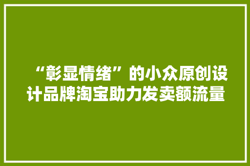 “彰显情绪”的小众原创设计品牌淘宝助力发卖额流量均涨50%