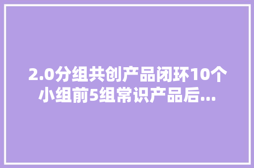 2.0分组共创产品闭环10个小组前5组常识产品后... 2.0分组共创产品闭环10个小组前5组常识产品后... 人工智能
