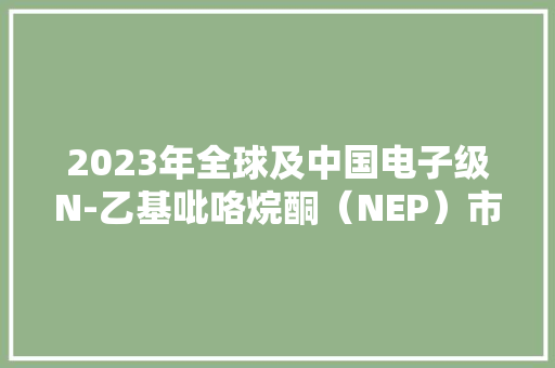 2023年全球及中国电子级N-乙基吡咯烷酮（NEP）市场前景猜测