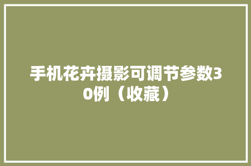 手机花卉摄影可调节参数30例（收藏）