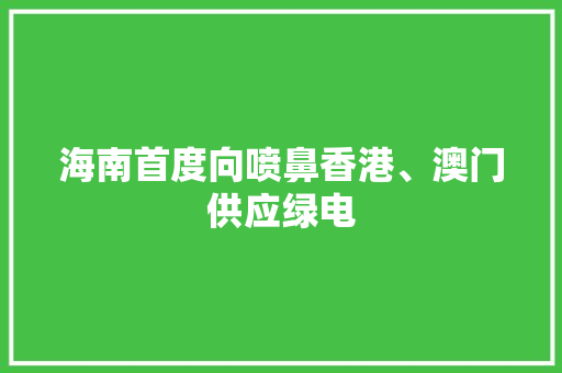 海南首度向喷鼻香港、澳门供应绿电
