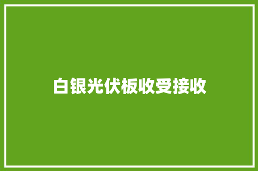 白银光伏板收受接收 白银光伏板收受接收 人工智能
