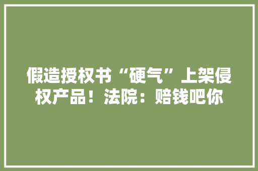 假造授权书“硬气”上架侵权产品！法院：赔钱吧你