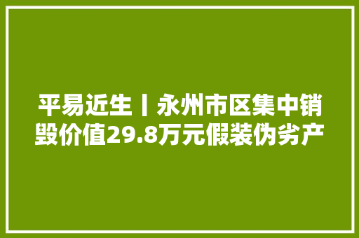 平易近生丨永州市区集中销毁价值29.8万元假装伪劣产品