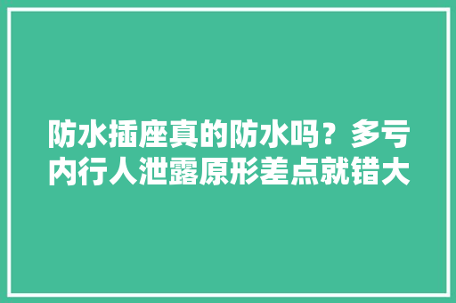 防水插座真的防水吗？多亏内行人泄露原形差点就错大年夜发了！后悔