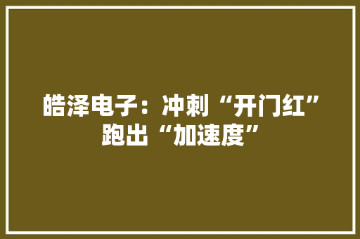 皓泽电子：冲刺“开门红”跑出“加速度”
