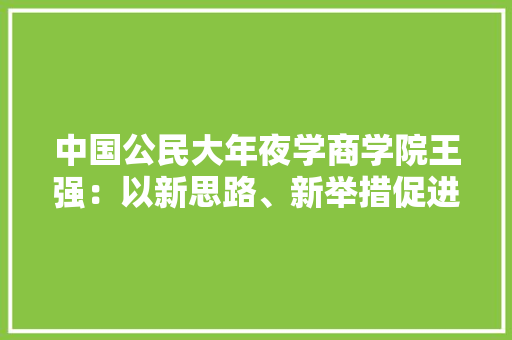中国公民大年夜学商学院王强：以新思路、新举措促进电子产品消费