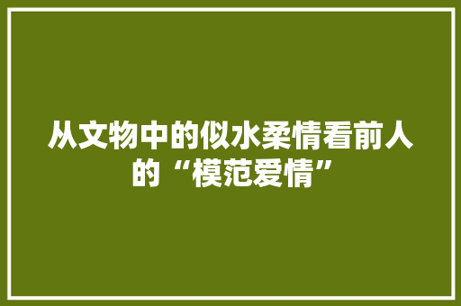 从文物中的似水柔情看前人的“模范爱情” 从文物中的似水柔情看前人的“模范爱情” 互联通信
