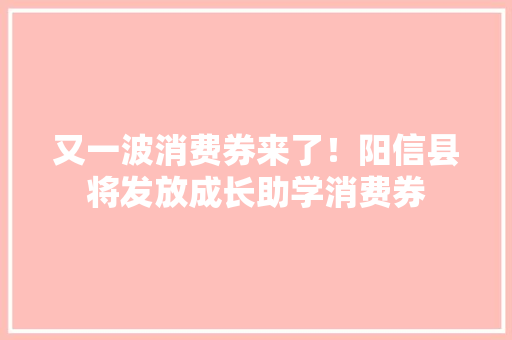 又一波消费券来了！阳信县将发放成长助学消费券