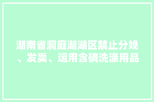 湖南省洞庭湖湖区禁止分娩、发卖、运用含磷洗涤用品