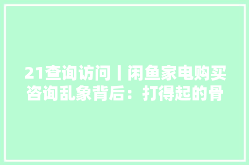 21查询访问丨闲鱼家电购买咨询乱象背后：打得起的骨折价抹不平的信息差