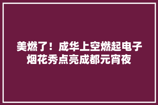 美燃了！成华上空燃起电子烟花秀点亮成都元宵夜