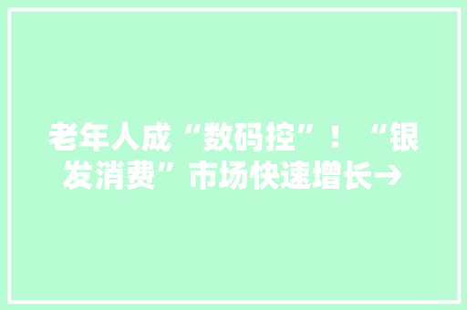 老年人成“数码控”！“银发消费”市场快速增长→ 老年人成“数码控”！“银发消费”市场快速增长→ 互联通信