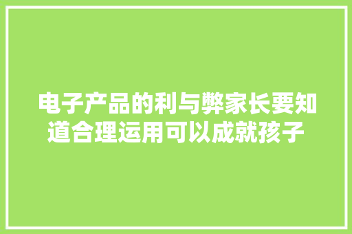 电子产品的利与弊家长要知道合理运用可以成就孩子 电子产品的利与弊家长要知道合理运用可以成就孩子 智能科技