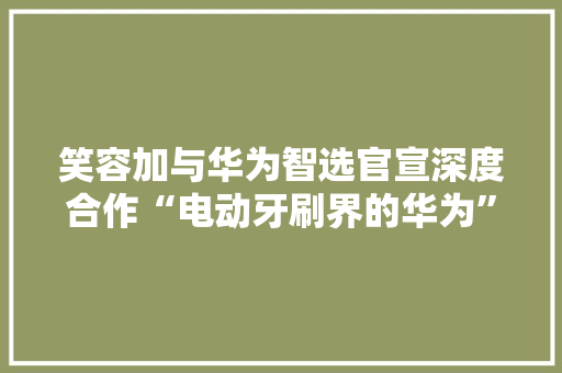 笑容加与华为智选官宣深度合作“电动牙刷界的华为”来了！
