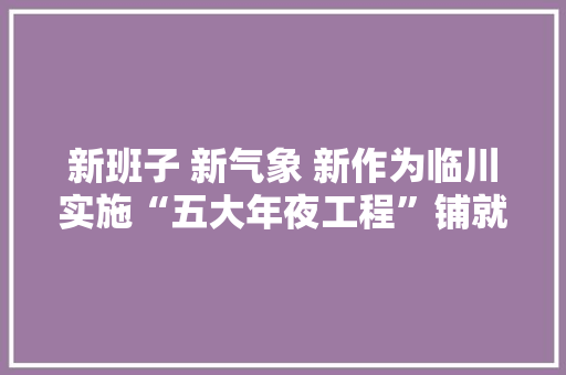 新班子 新气象 新作为临川实施“五大年夜工程”铺就美丽幸福路