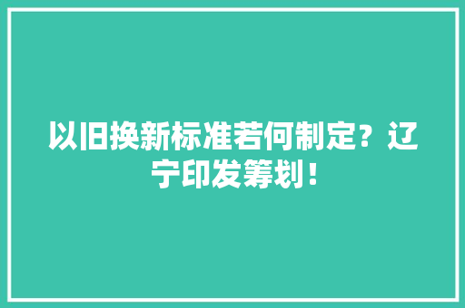 以旧换新标准若何制定？辽宁印发筹划！ 以旧换新标准若何制定？辽宁印发筹划！ 智能科技