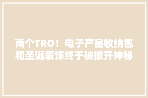 两个TRO！电子产品收纳包和圣诞装饰终于被掀开神秘面纱！ 两个TRO！电子产品收纳包和圣诞装饰终于被掀开神秘面纱！ 智能科技