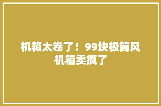 机箱太卷了！99块极简风机箱卖疯了