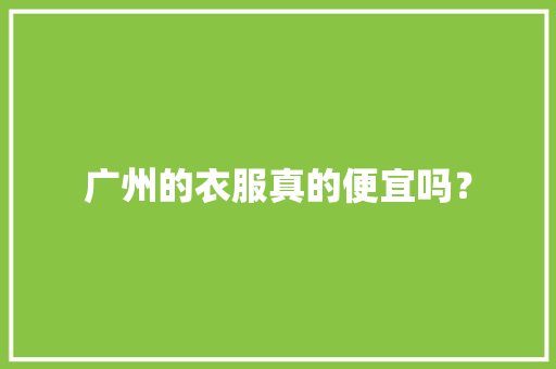 广州的衣服真的便宜吗？