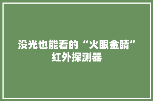 没光也能看的“火眼金睛”红外探测器
