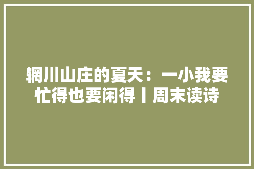 辋川山庄的夏天：一小我要忙得也要闲得丨周末读诗