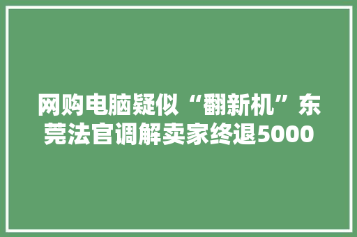 网购电脑疑似“翻新机”东莞法官调解卖家终退5000元 网购电脑疑似“翻新机”东莞法官调解卖家终退5000元 人工智能