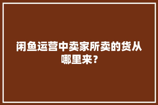 闲鱼运营中卖家所卖的货从哪里来？