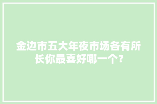 金边市五大年夜市场各有所长你最喜好哪一个？
