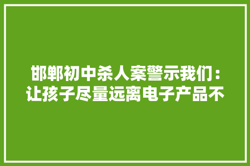 邯郸初中杀人案警示我们：让孩子尽量远离电子产品不玩游戏不直播