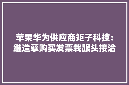 苹果华为供应商矩子科技：继造孽购买发票栽跟头接洽关系交易数据也出现问题