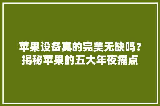 苹果设备真的完美无缺吗？揭秘苹果的五大年夜痛点