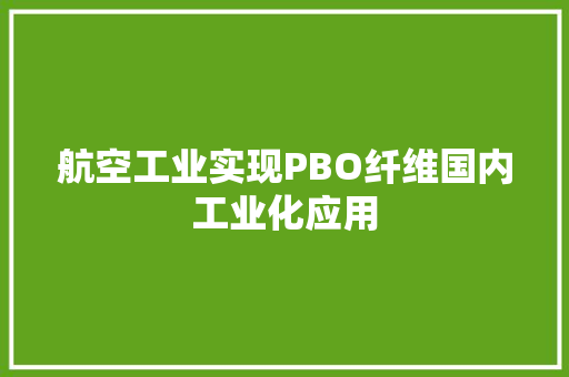 航空工业实现PBO纤维国内工业化应用
