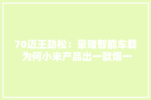 70迈王劲松：豪赌智能车载 为何小米产品出一款爆一款？ 70迈王劲松：豪赌智能车载 为何小米产品出一款爆一款？ 智能家居