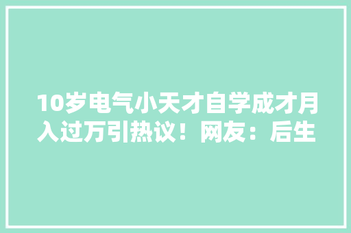 10岁电气小天才自学成才月入过万引热议！网友：后生可畏