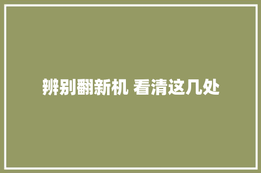 辨别翻新机 看清这几处