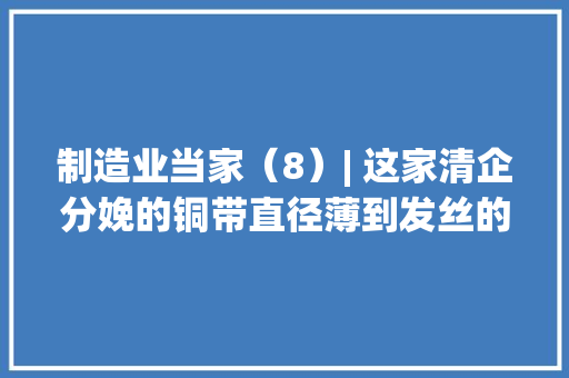 制造业当家（8）| 这家清企分娩的铜带直径薄到发丝的十分之一