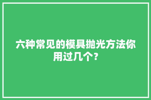 六种常见的模具抛光方法你用过几个？